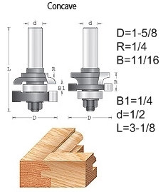 Amana 2 piece stile & rail router bit sets 1-5/8D 1/4RD