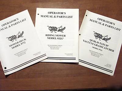 Grasshopper 932G 932 ztr mower owners & parts manuals