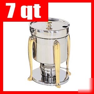 7 quart solid brass accented soup chafer chafing dish