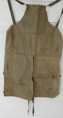 2 vtg industrial canvas bib aprons leather woodworking