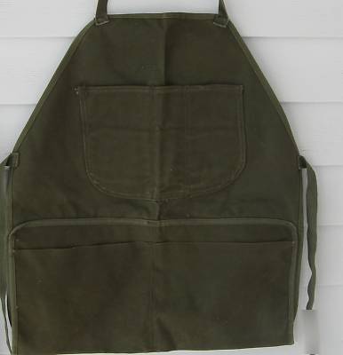 2 vtg industrial canvas bib aprons leather woodworking