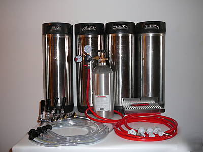 4 tap kegerator conversion kit with 4 corny kegs
