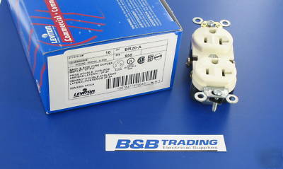 Case 100 leviton almond 20A 125V BR20 duplex outlets