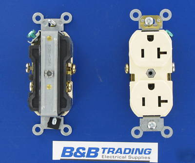 Case 100 leviton almond 20A 125V BR20 duplex outlets