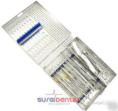 Oral surgery set 11 dental instruments include cassette