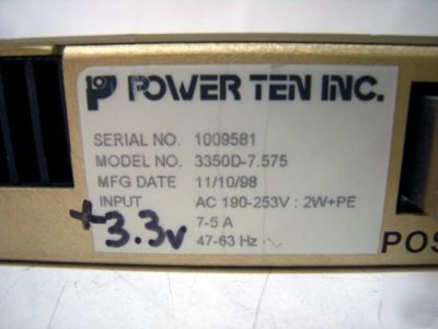 Powerten inc 3350D-7.575 dc power supply