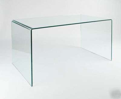 Clear bent glass desk, modern office furniture