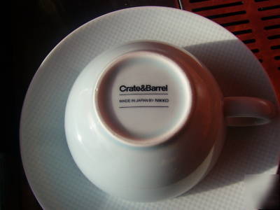New crate & barrel cup & saucers, brand , made in japan 