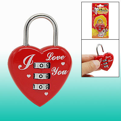 3 digit luggage suitcase padlock heart shaped lock