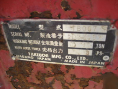Takeuchi TB007 tb 07 mini excavator & trailer track hoe