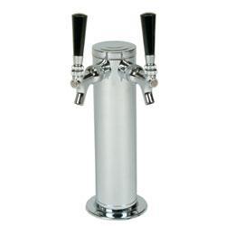 Double tap chrome tower for draft keg beer kegerator