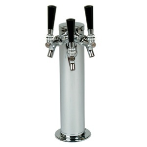 Triple tap stainless steel draft beer tower - 3 faucet