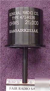 General radio 25000 ohm precision rheostat resistor