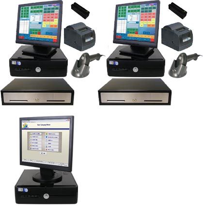 New 2 stn retail touch point of sale system w/ software