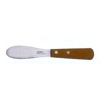 Sandwich spreader/knife, serrated, wooden handle, 6