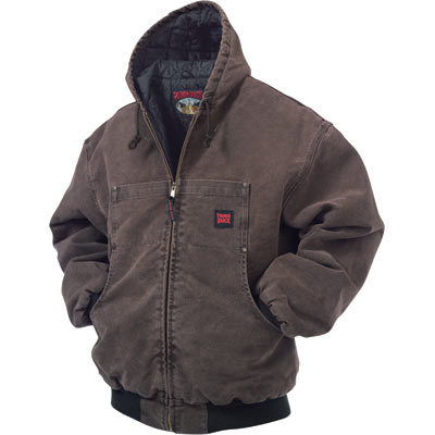 Tough duck washed hooded bomber - small, chestnut