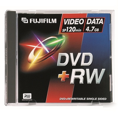 5 fujifilm 4X dvd+rw blank rewritable discs jewel case