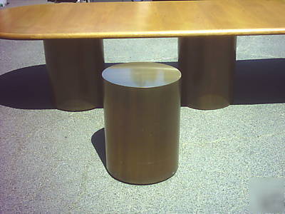 Conference room table 12' office oak top metal base 