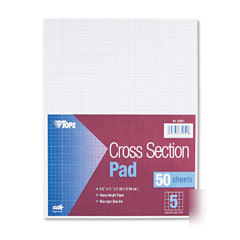 Cross-section pad, 50 sheets/pad, 20 lb paper, 5X5 squa