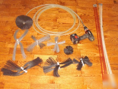 Cable driven/manual air duct cleaning deluxe kit-brush