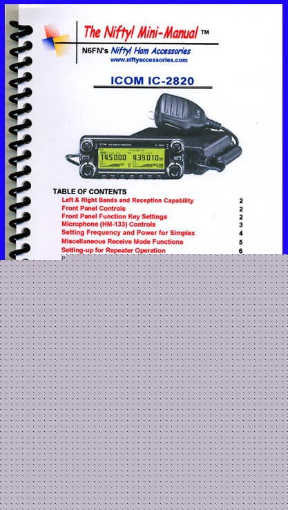 Icom ic-2820 nifty quick reference guide, IC2820