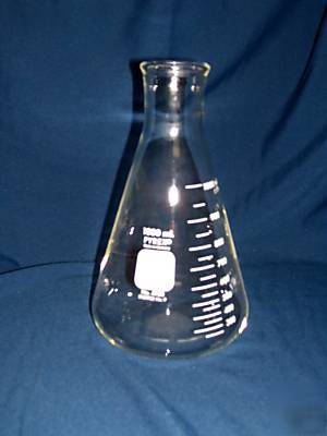 New 6 pyrex 1L narrow mouth erlenmeyr flask w/heavy rim