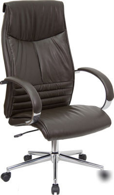 New brown high back leather computer office desk chair 