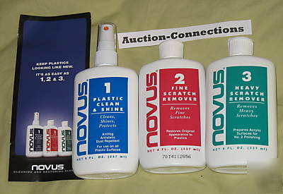 Novus - 1 2 3 plastic acrylic scratch polish 8 oz lot