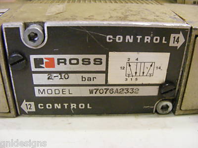 Ross W7076A2332 air solenoid valve w/500B91 sub base 