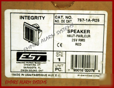 New est integrity 757-1A-R25 speaker 25V rms red in box