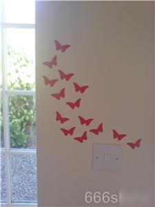 24 tiny red butterflies room wall stickers