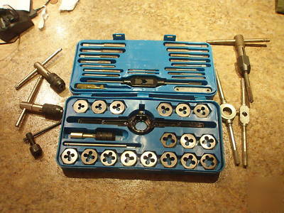 Great neck 40PC. tap and die set w/ extra handles used