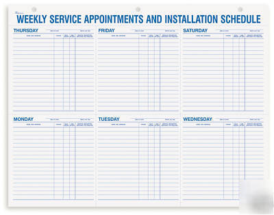 Weekly service appointment pad, no imprint, 22