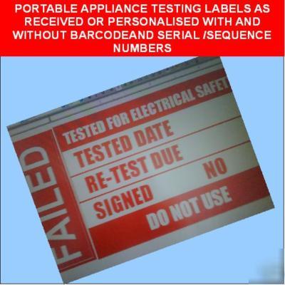 40 pat testing labels 50 x 25 mm plug top size 