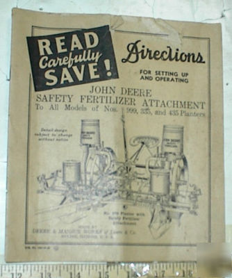 John deere safety fertilizer attachment for planter-'40