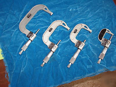 1117B) nsk micrometer set 4 pc 0-1, 1-2, 2-3, 3-4 good