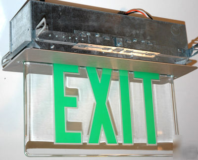 Clear acrylic industrial exit sign hanging flush mount