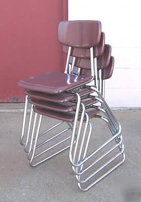 Lot of 4 virco violet stackable student chairs