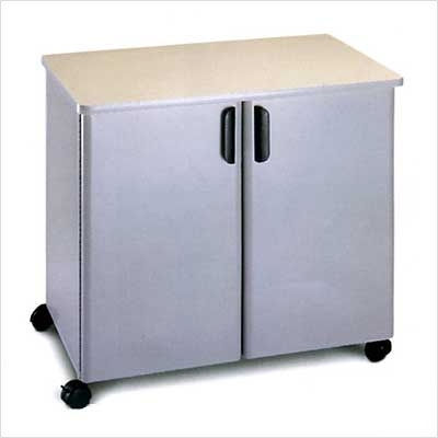 Mobile utility cabinet steel exterior oak putty paint