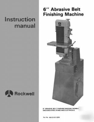 Rockwell 6 inch abrasive belt finishing machine manual
