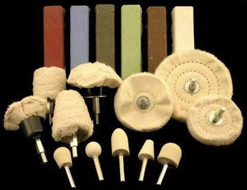 Metal & plastic deluxe polishing kit and buffing wheels