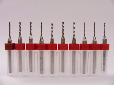 Ten solid carbide drill bits: 1.15MM .045