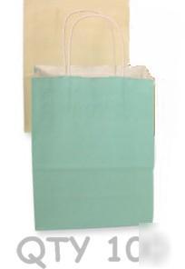 Turquoise tiffany blue paper shopping gift bags 10X5X13