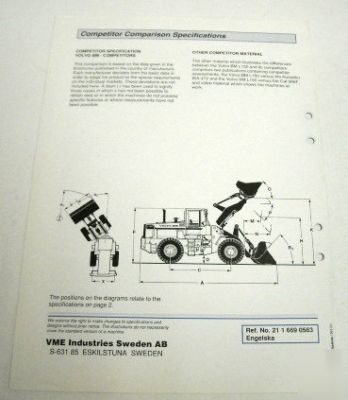 Vme 1991 volvo bm l 150 vs. komatsu wa 470 brochure lot