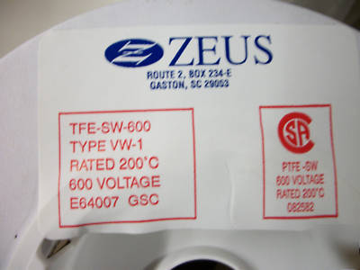 Zeus - pacer - teflon tubing - 14SW - 500 feet- ISO9002