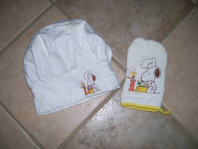 Snoopy & woodstock chef hat & oven mitt-childs