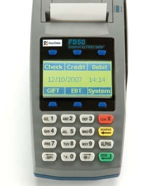 First data FD50 ip/dial credit card terminal pci comp.