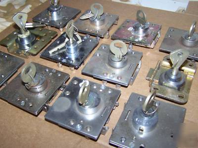 Lot of 12 steel locks with keys payphone security home