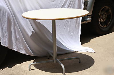 Lot of 2 herman miller round office table steel wood