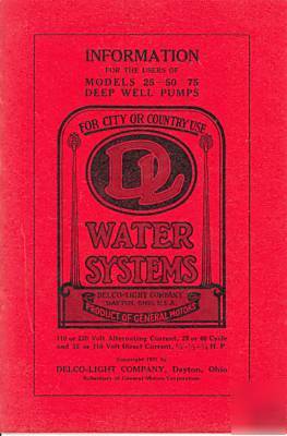 1927 booklet delco-light deep well pumps water systems